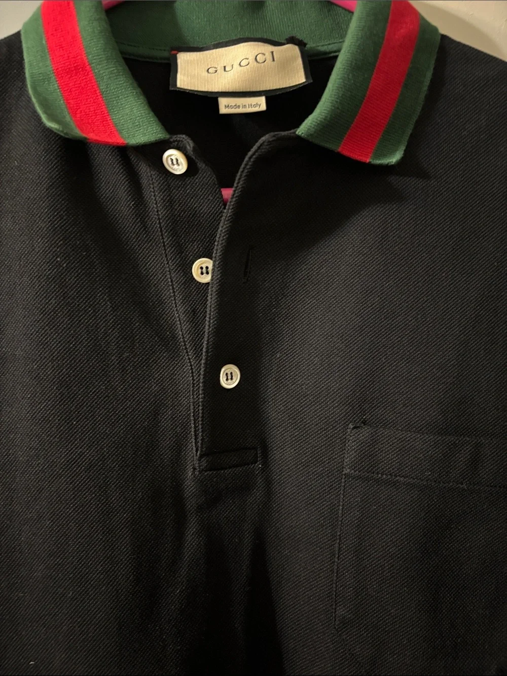 Gucci Black Polo with Green & Red Trim